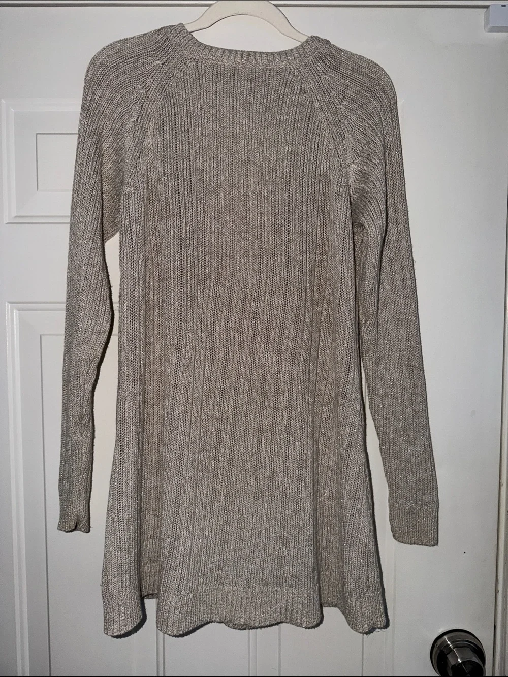 Soft Surroundings Ribbed Button-Front Long Cardigan in Taupe Heather . Sz M
